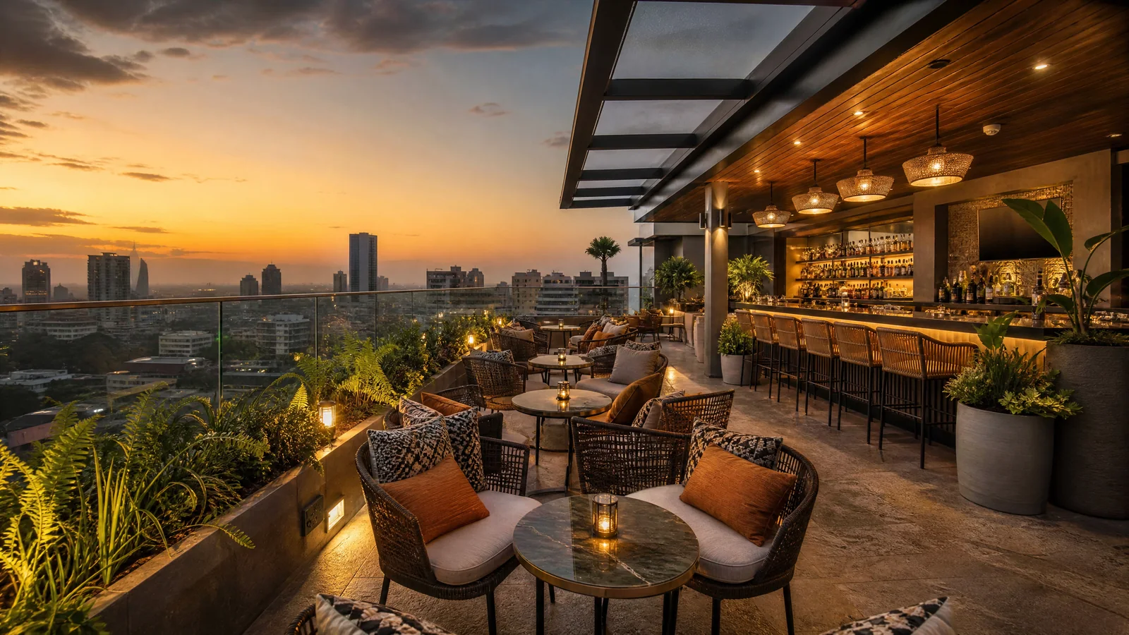 Hotel rooftop lounge